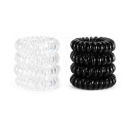 AskBed 8PCS Spiral Hair Ties for Women - No Damage, Creaseless Ponytail Holders for Thick and Thin Hair - Dent-Free Coil Design, Phone Cord Style - 1.57 Inch (4 cm) Diameter