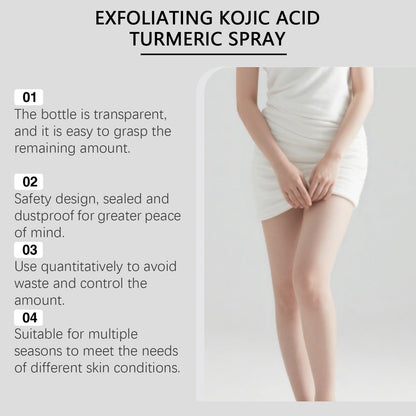 Kojic Acid Turmeric Peel Shot Keratin Care Spray – Exfoliating Peeling Solution for Smooth, Bright & Glowing Skin – At-Home Body Treatment – 3.38 Fl Oz Avelisse