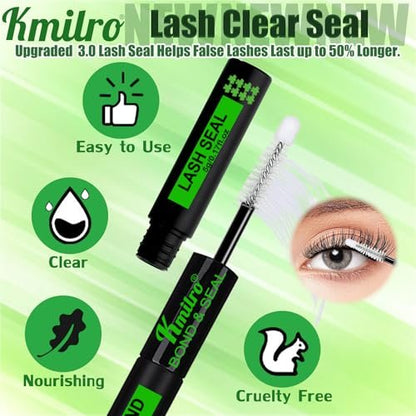 Kmilro Lash Cluster Glue Bond and Seal - Waterproof Eyelash Glue, 150 Hours Strong Hold, 2-in-1 Bond & Seal, Latex-Free for Sensitive Eyes, DIY Lash Clusters at Home Avelisse