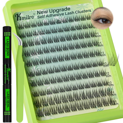 Allureza Self Adhesive Eyelashes - 120 Pcs Pre Glued Lash Clusters, No Glue Needed, Wispy Natural Look, Reusable with Tweezer Kit, 10-14mm Mixed Waterproof Individual Lashes Avelisse