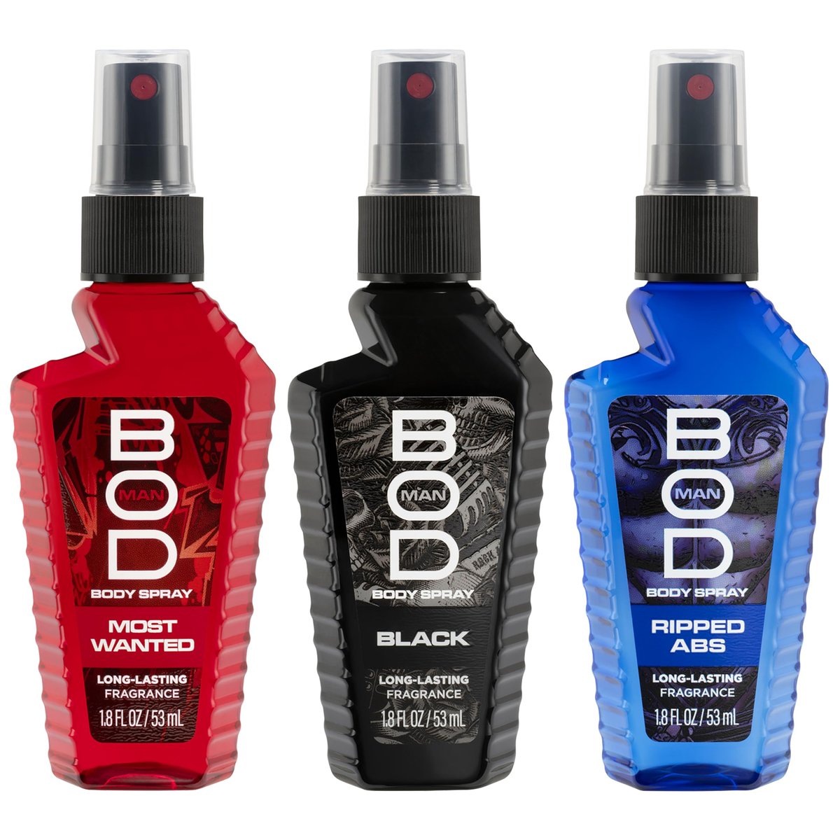 BOD man Body Spray Gift Set - Black, Really Ripped Abs, Most Wanted (3-Piece) 1 Fl Oz Each - görsel 3