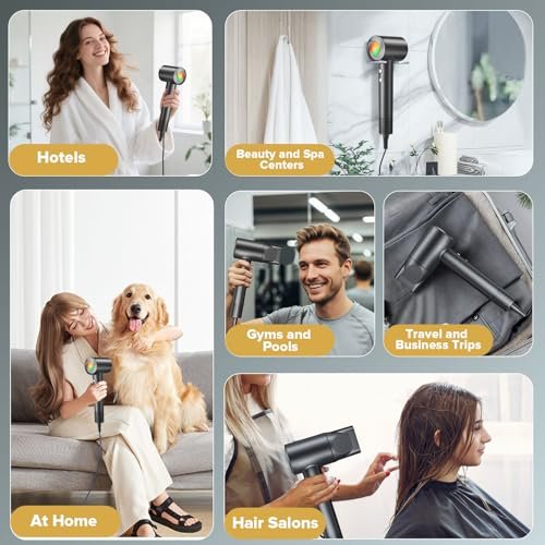 160000 RPM Ionic Hair Dryer with 500 Million Negative Ions – Fast Drying, Lightweight & Quiet – Black Avelisse