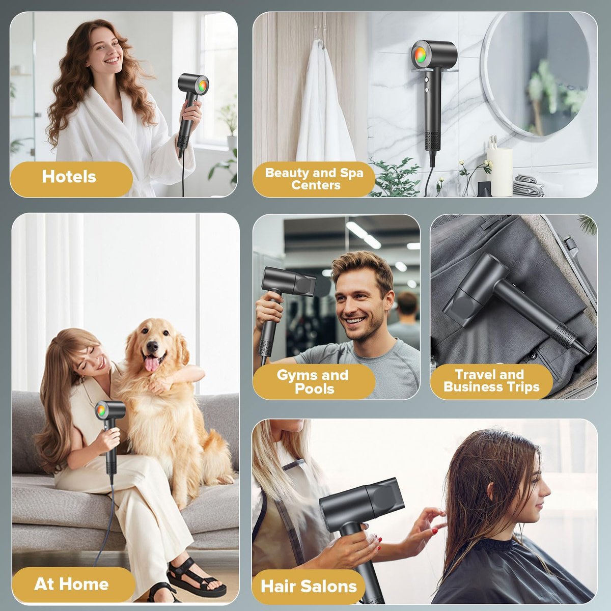 160000 RPM Ionic Hair Dryer with 500 Million Negative Ions – Fast Drying, Lightweight & Quiet – Black Avelisse