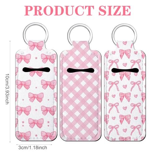Fadayunn Chapstick Holder Key Chain - Cute Lip Balm Holder Keychain with Clip, Portable Lip Gloss Organizer for Women & Girls (Pink) - görsel 6