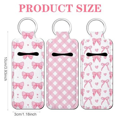 Fadayunn Chapstick Holder Key Chain - Cute Lip Balm Holder Keychain with Clip, Portable Lip Gloss Organizer for Women & Girls (Pink)