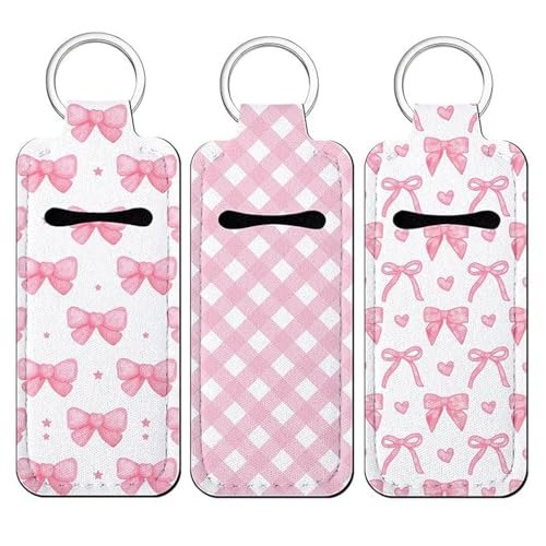 Fadayunn Chapstick Holder Key Chain - Cute Lip Balm Holder Keychain with Clip, Portable Lip Gloss Organizer for Women & Girls (Pink) - görsel 2