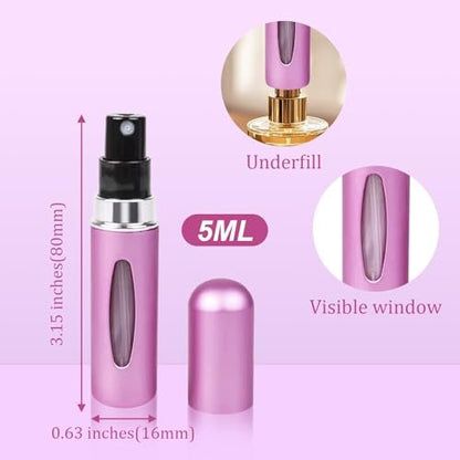 12 PCS Travel Refillable Perfume Atomizer Bottles - 5ml Mini Portable Spray Bottles, Multicolor Aluminum Containers for Travel Accessories