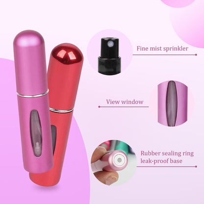 12 PCS Travel Refillable Perfume Atomizer Bottles - 5ml Mini Portable Spray Bottles, Multicolor Aluminum Containers for Travel Accessories