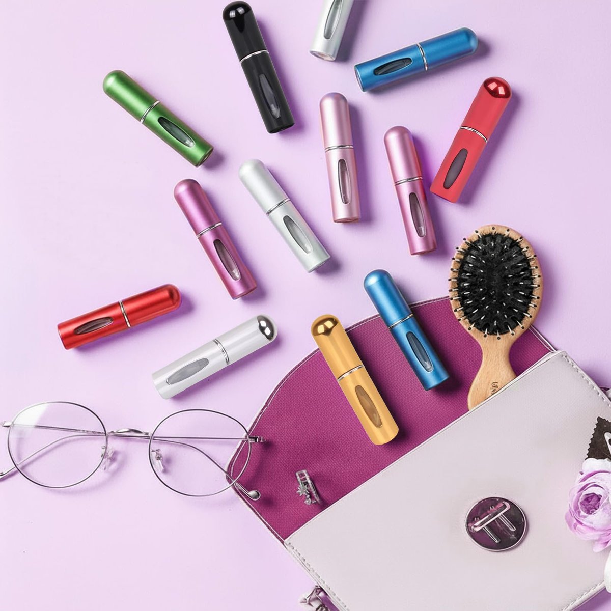 12 PCS Travel Refillable Perfume Atomizer Bottles - 5ml Mini Portable Spray Bottles, Multicolor Aluminum Containers for Travel Accessories - görsel 15