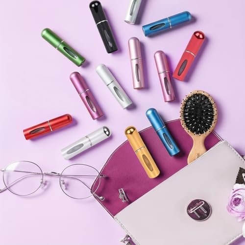 12 PCS Travel Refillable Perfume Atomizer Bottles - 5ml Mini Portable Spray Bottles, Multicolor Aluminum Containers for Travel Accessories - görsel 16