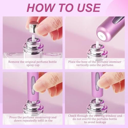 12 PCS Travel Refillable Perfume Atomizer Bottles - 5ml Mini Portable Spray Bottles, Multicolor Aluminum Containers for Travel Accessories