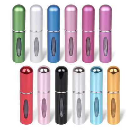12 PCS Travel Refillable Perfume Atomizer Bottles - 5ml Mini Portable Spray Bottles, Multicolor Aluminum Containers for Travel Accessories
