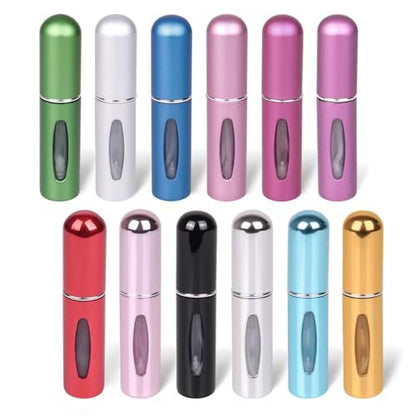 12 PCS Travel Refillable Perfume Atomizer Bottles - 5ml Mini Portable Spray Bottles, Multicolor Aluminum Containers for Travel Accessories