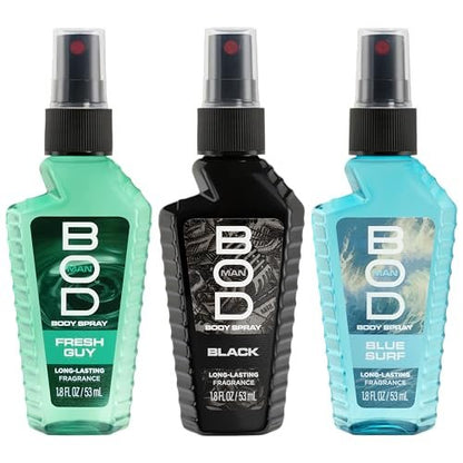 BOD man Body Spray Gift Set - Black, Really Ripped Abs, Most Wanted (3-Piece) 1 Fl Oz Each