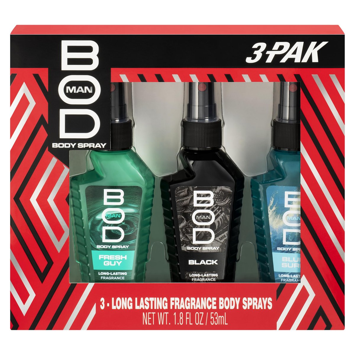 BOD Man Body Spray Gift Set - Black, Fresh Guy, Blue Surf (3 Piece, 1 Fl Oz Each) - görsel 1