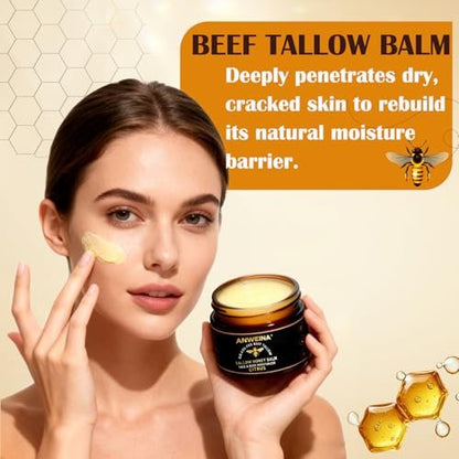 Organic Grass-Fed Beef Tallow Balm for Face and Body – Natural Tallow and Honey Moisturizer (2 oz)