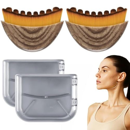 JBSZTH 2-Pack Lymphatic Contour Face Brush Set - Face Massage Tool for Gua Sha, Puffiness Reduction, Glowing Skin