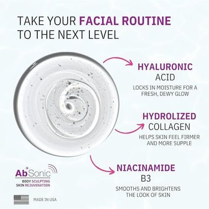 Absonic Glow Microcurrent Conductive Gel for Face — with Hyaluronic Acid, Collagen & Niacinamide B3, Compatible with NuFace, LED, RF & Red Light Devices, 8.5 oz, Made in USA Avelisse