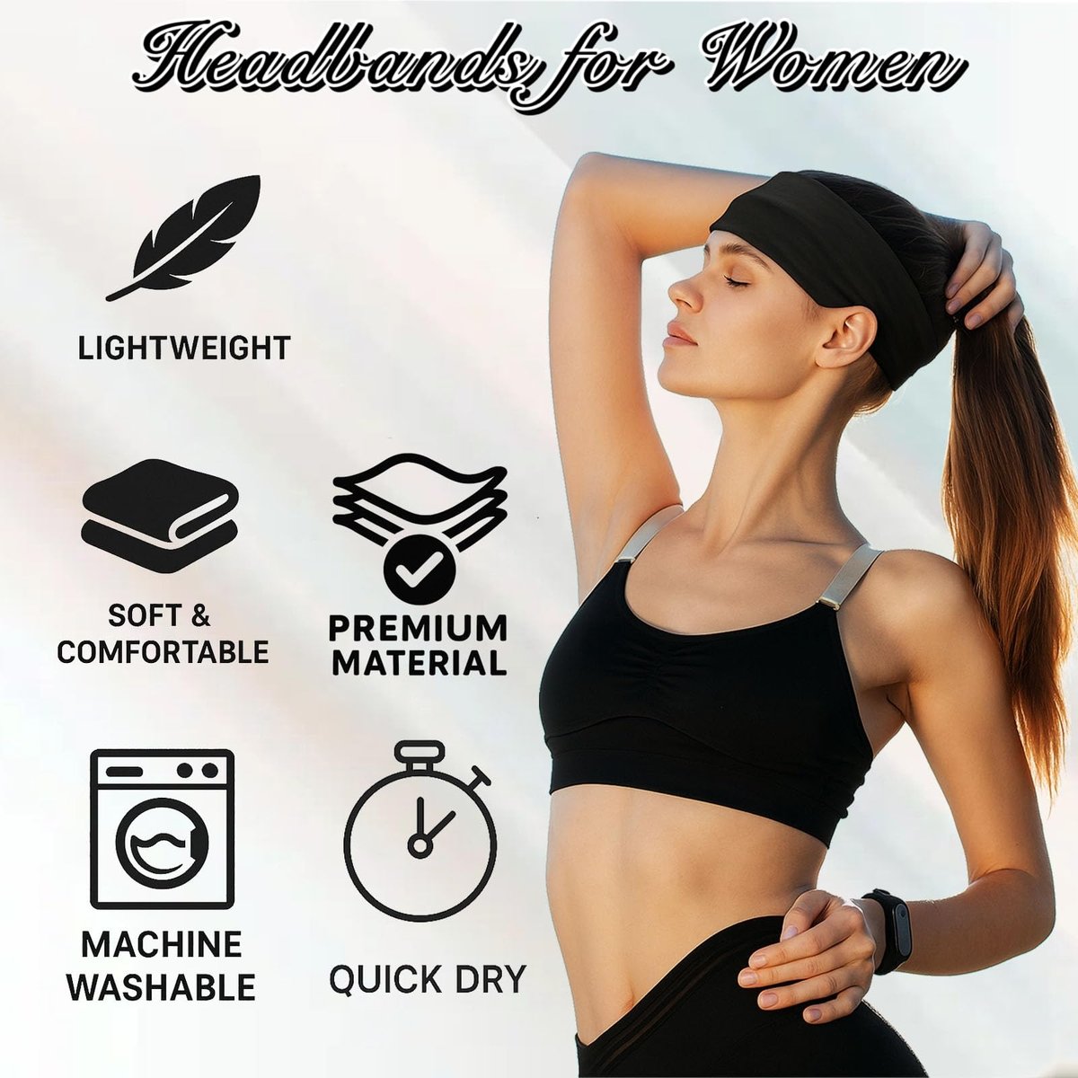 25 Pack Headbands for Women - 25 Colors Non Slip Stretchy Elastic Headbands for Yoga, Running, Gym - görsel 7