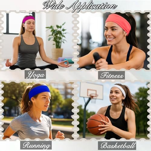 25 Pack Headbands for Women - 25 Colors Non Slip Stretchy Elastic Headbands for Yoga, Running, Gym - görsel 14