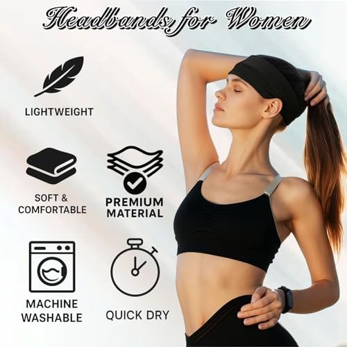 25 Pack Headbands for Women - 25 Colors Non Slip Stretchy Elastic Headbands for Yoga, Running, Gym - görsel 8