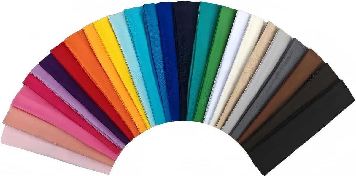 25 Pack Headbands for Women - 25 Colors Non Slip Stretchy Elastic Headbands for Yoga, Running, Gym - görsel 1