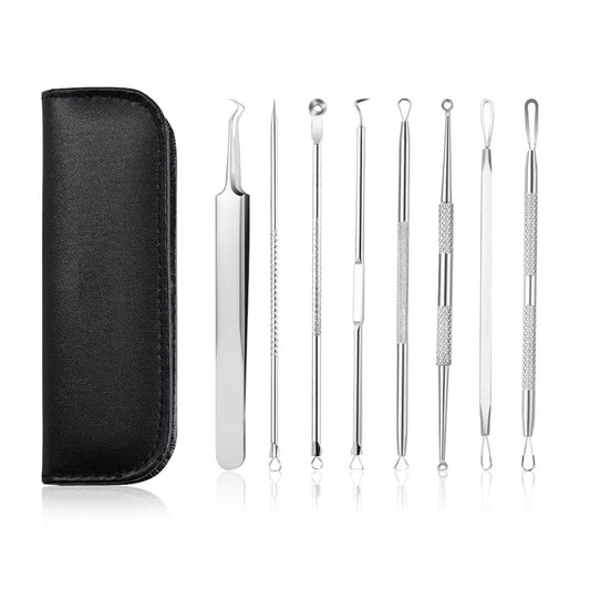 GERY Blackhead Remover Pimple Popper Tool Kit - 8 PCS Acne Needles, Professional Stainless Steel Comedone Extractor & Pore Cleaner Set with Leather Case