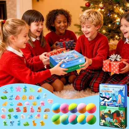 BloomFizzy 40 Kids Bath Bombs with Surprise Inside - Ocean & Jungle Animal Toy Sets, Natural Child-Safe Ingredients, Travel-Friendly, Great for Birthdays, Christmas & Easter Avelisse