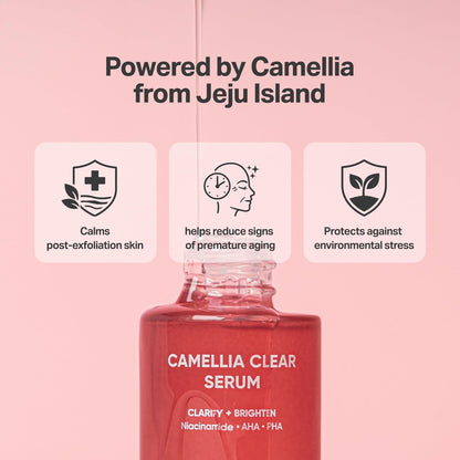 Meebak Camellia Clear Daily Exfoliating Serum – 2% Niacinamide + AHA & PHA, Gentle Chemical Exfoliant for Smooth Texture & Balanced Tone, Hydrating Pore Minimizer, Korean Skincare (1.01 Fl Oz)