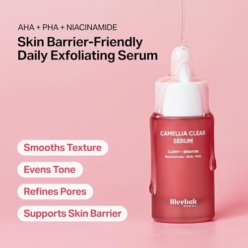 Meebak Camellia Clear Daily Exfoliating Serum – 2% Niacinamide + AHA & PHA, Gentle Chemical Exfoliant for Smooth Texture & Balanced Tone, Hydrating Pore Minimizer, Korean Skincare (1.01 Fl Oz) - görsel 3