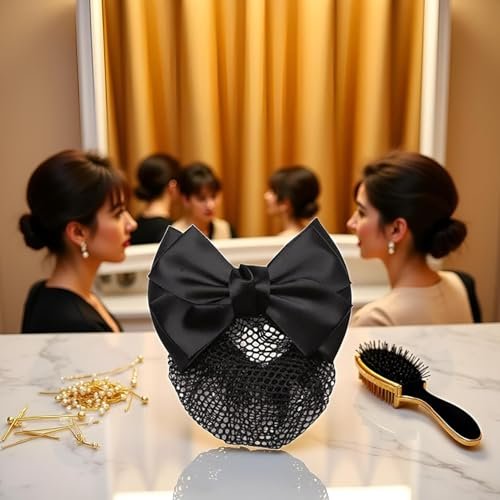 Mozff Bowknot Hair Bun Clips - Black Nylon Hair Net Snood for Dancing, Work, and Daily Use - görsel 13