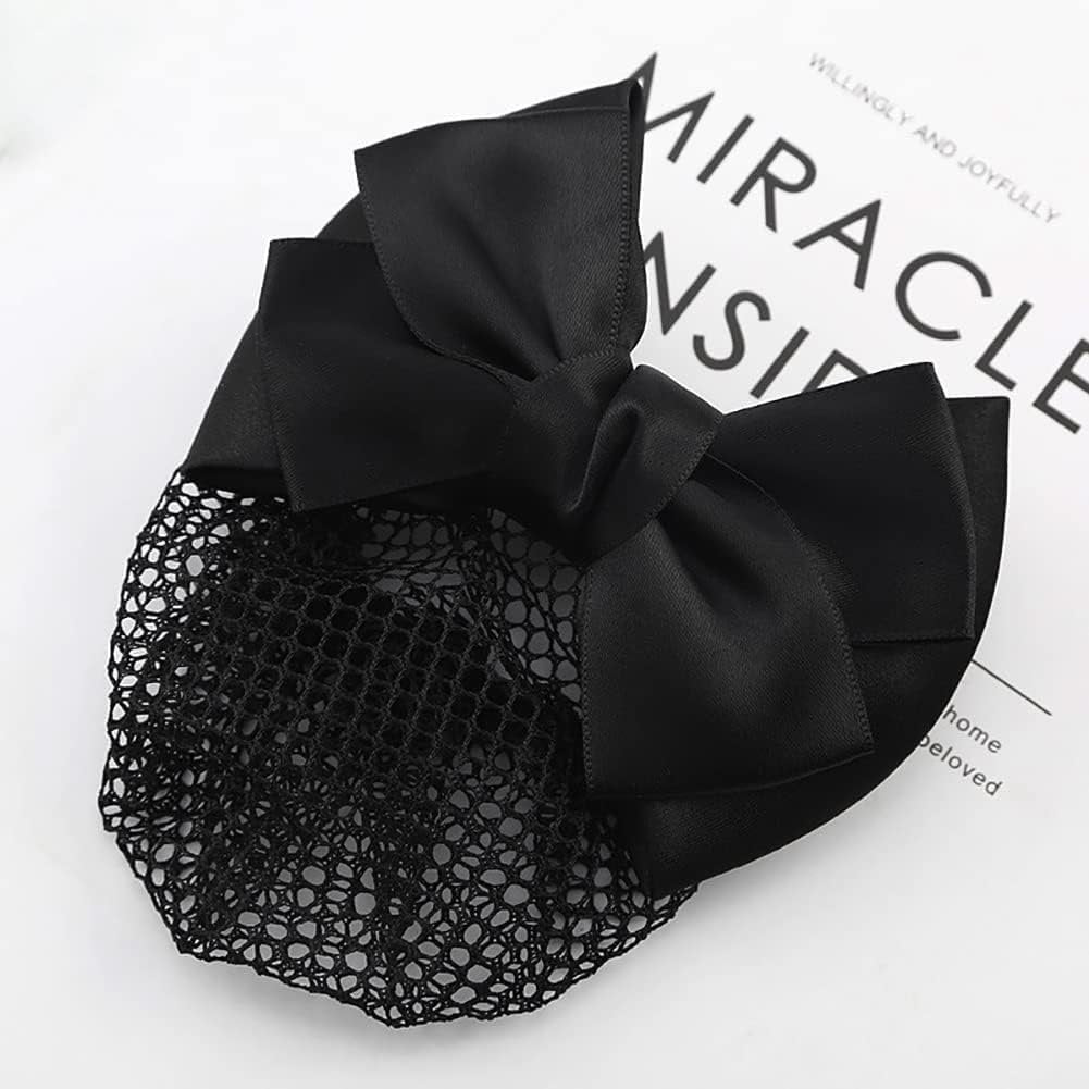Mozff Bowknot Hair Bun Clips - Black Nylon Hair Net Snood for Dancing, Work, and Daily Use - görsel 4