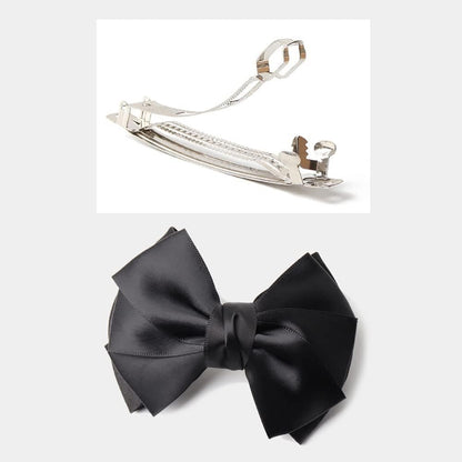 Mozff Bowknot Hair Bun Clips - Black Nylon Hair Net Snood for Dancing, Work, and Daily Use