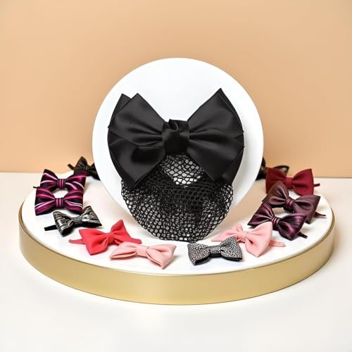 Mozff Bowknot Hair Bun Clips - Black Nylon Hair Net Snood for Dancing, Work, and Daily Use - görsel 11