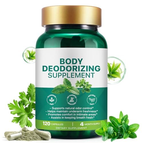 Chlorophyll Body Deodorizing Supplement - Internal Deodorant Capsules for Gut Health, Digestion & Overall Freshness (120 Count) Avelisse