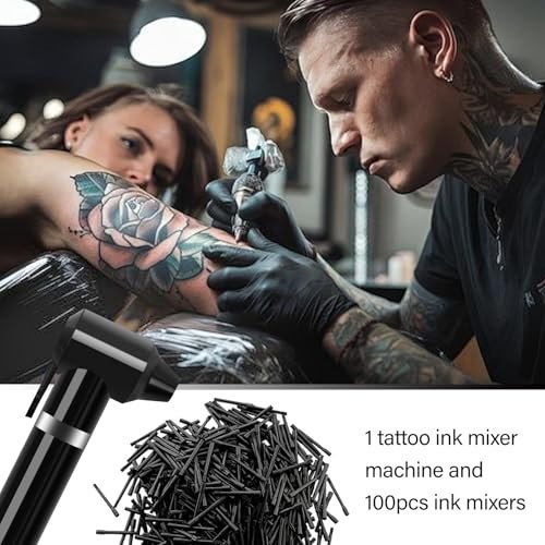 Tattoo Ink Mixer Machine Kit with 100 Mixing Sticks - Electric Pigment Agitator for Eyebrow Color & Microblading - görsel 10