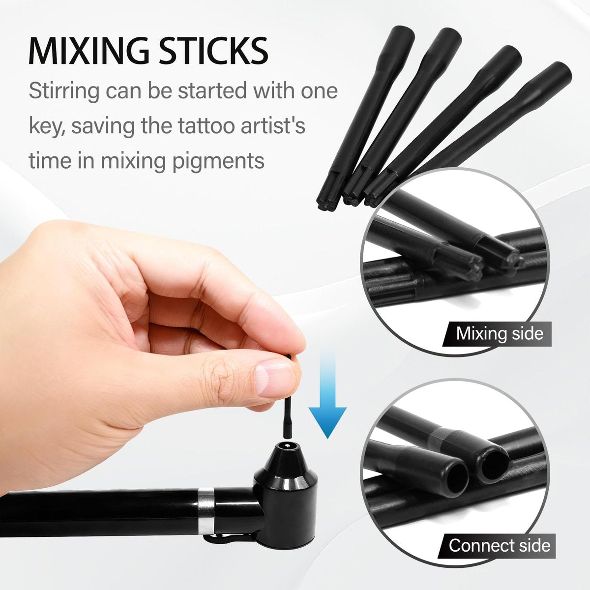Tattoo Ink Mixer Machine Kit with 100 Mixing Sticks - Electric Pigment Agitator for Eyebrow Color & Microblading - görsel 5