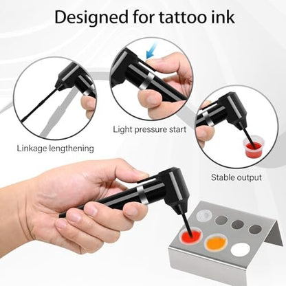 Tattoo Ink Mixer Machine Kit with 100 Mixing Sticks - Electric Pigment Agitator for Eyebrow Color & Microblading
