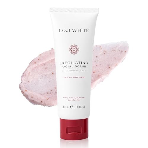 Koji White Exfoliating Facial Scrub with Kojic Acid, Walnut Shell & AHA – Gentle Daily Exfoliator for Radiant, Even Skin Tone – Vegan Skincare, 3.38 Fl Oz - görsel 1