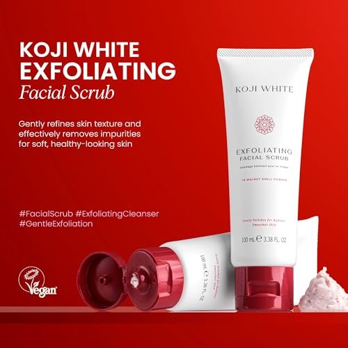 Koji White Exfoliating Facial Scrub with Kojic Acid, Walnut Shell & AHA – Gentle Daily Exfoliator for Radiant, Even Skin Tone – Vegan Skincare, 3.38 Fl Oz - görsel 3