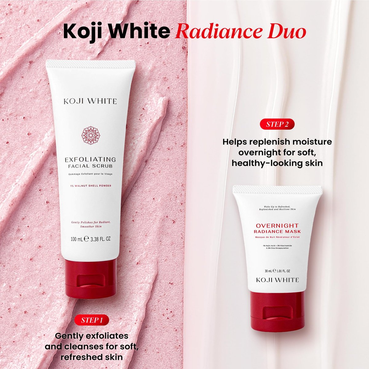 Koji White Exfoliating Facial Scrub with Kojic Acid, Walnut Shell & AHA – Gentle Daily Exfoliator for Radiant, Even Skin Tone – Vegan Skincare, 3.38 Fl Oz - görsel 14