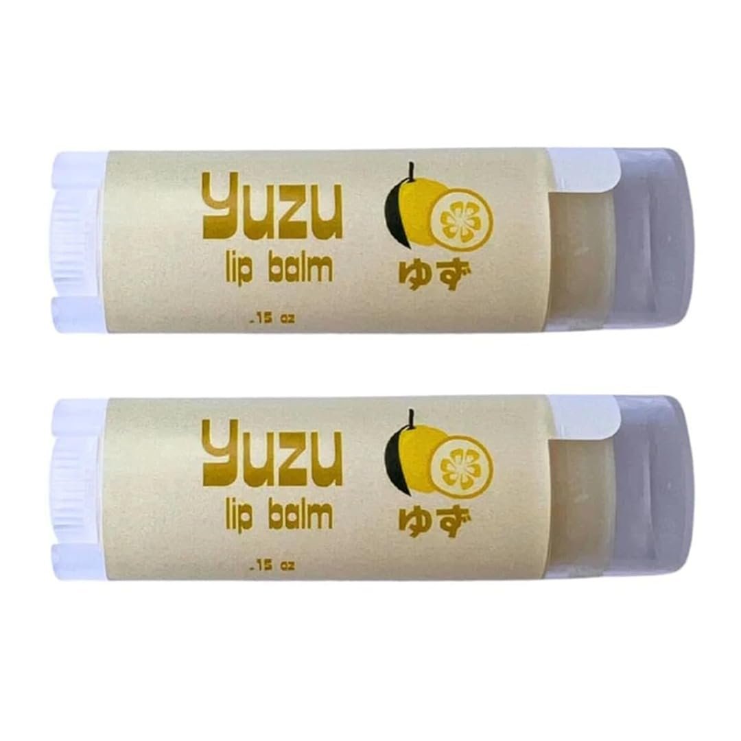 Yuzu Citrus Lip Balm - Pack of 2 - Moisturizing Lip Care with Shea Butter, Castor Oil, Sunflower Oil & Vitamin E - Handcrafted in Small Batches - görsel 1