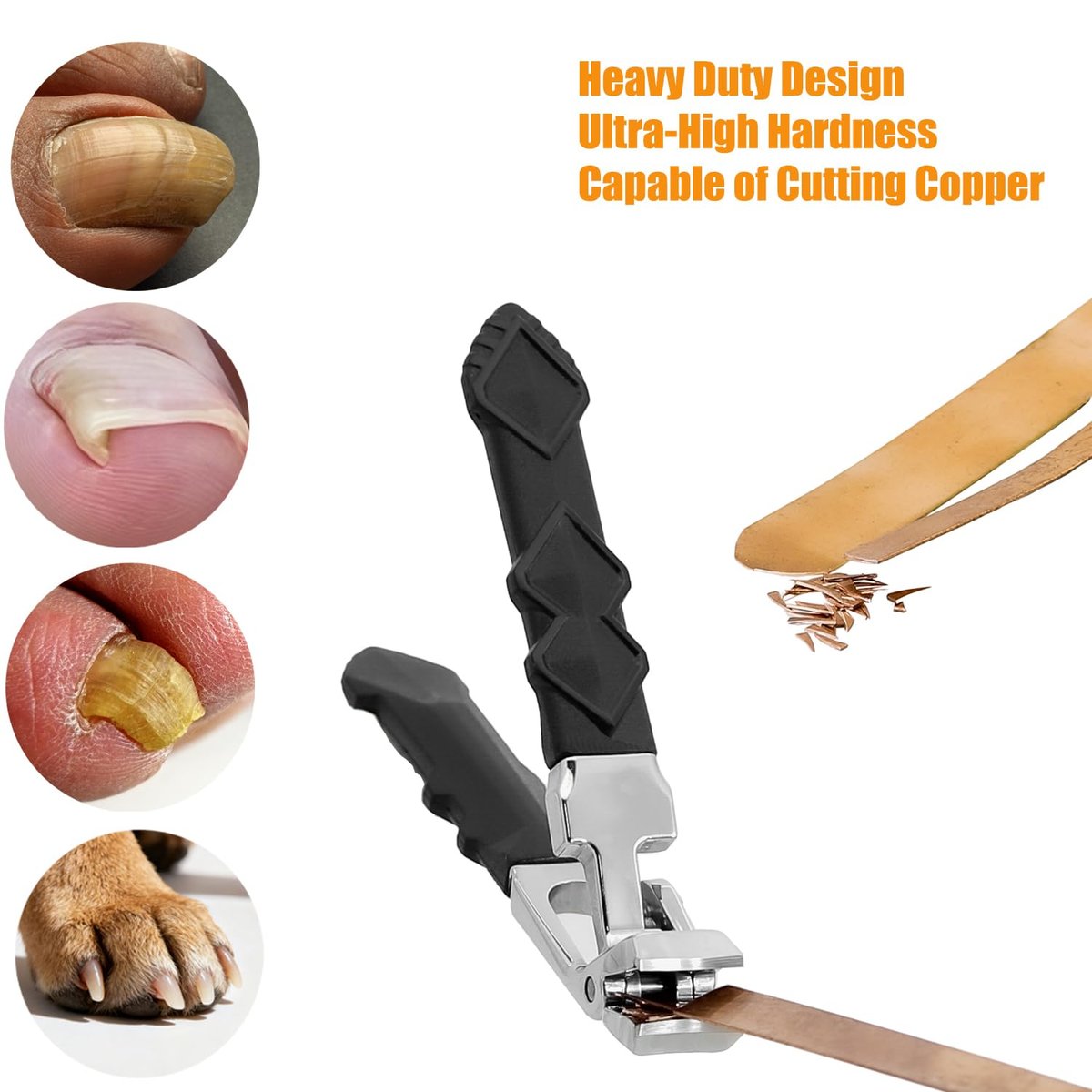 Heavy Duty Angled Head Wide Jaw Toenail Clippers for Seniors, Men, Women – Long Handle Slanted Nail Cutter for Thick & Ingrown Nails (4-Pack, Black, Stainless Steel) - görsel 3
