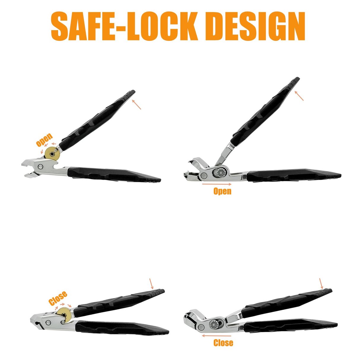 Heavy Duty Angled Head Wide Jaw Toenail Clippers for Seniors, Men, Women – Long Handle Slanted Nail Cutter for Thick & Ingrown Nails (4-Pack, Black, Stainless Steel) - görsel 9