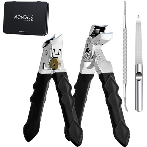 Heavy Duty Angled Head Wide Jaw Toenail Clippers for Seniors, Men, Women – Long Handle Slanted Nail Cutter for Thick & Ingrown Nails (4-Pack, Black, Stainless Steel) - görsel 2