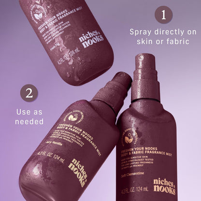 Niches & Nooks Feminine Body Spray & Mist – pH Balanced Intimate Care, Fresh Fig Scent – Odor Control & Freshness, 4.2 fl oz Avelisse