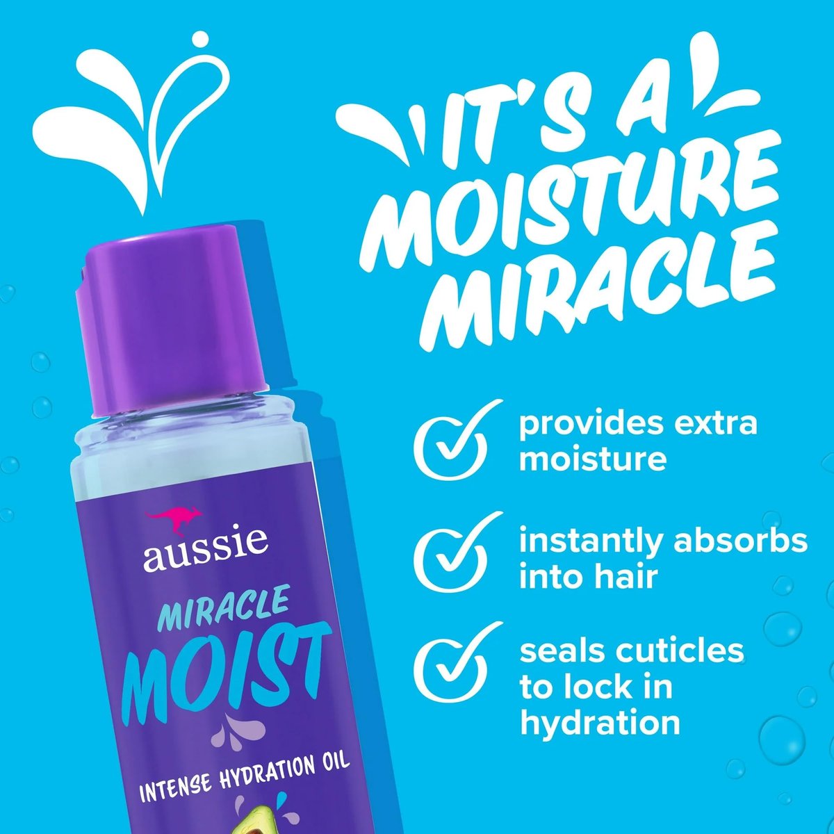 Aussie Miracle Moist Hair Oil Bundle – Intense Hydration with Jojoba, Coconut & Avocado Oil – 3.2 fl oz (2-Pack) Avelisse