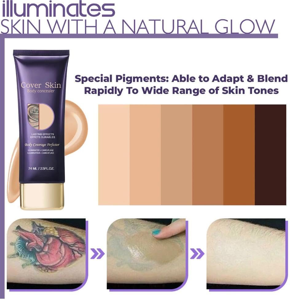 LIGHTNETSEE Tattoo Cover Up Makeup Waterproof - Full Coverage Body Concealer with SPF 50, 2.5 fl oz - görsel 14