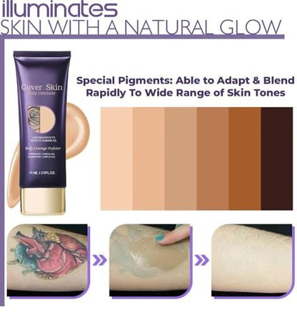 LIGHTNETSEE Tattoo Cover Up Makeup Waterproof - Full Coverage Body Concealer with SPF 50, 2.5 fl oz