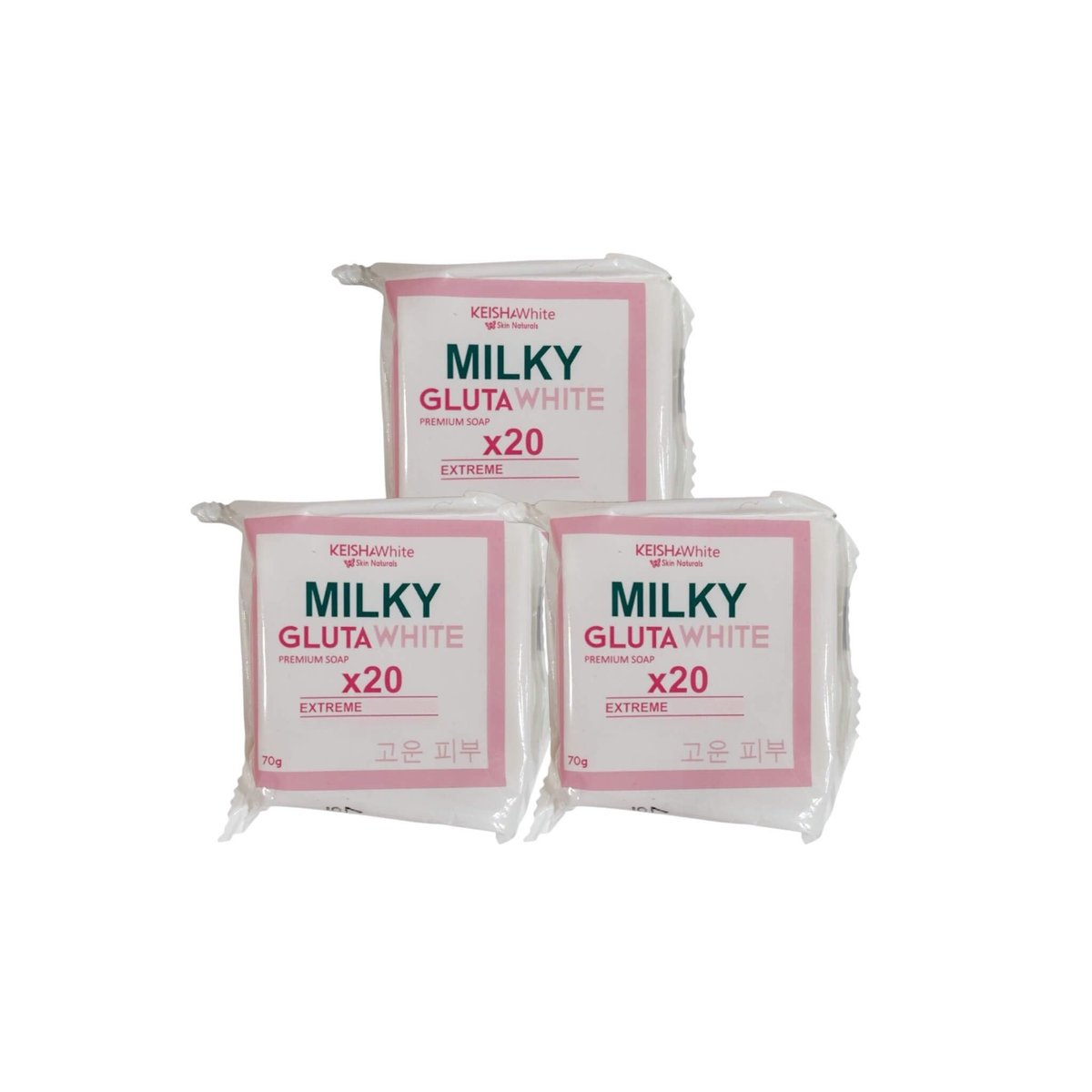 KEISHA White Skin Naturals Milky GlutaWhite Premium Soap 70g x 3 Bars - Skin Brightening Soap Avelisse